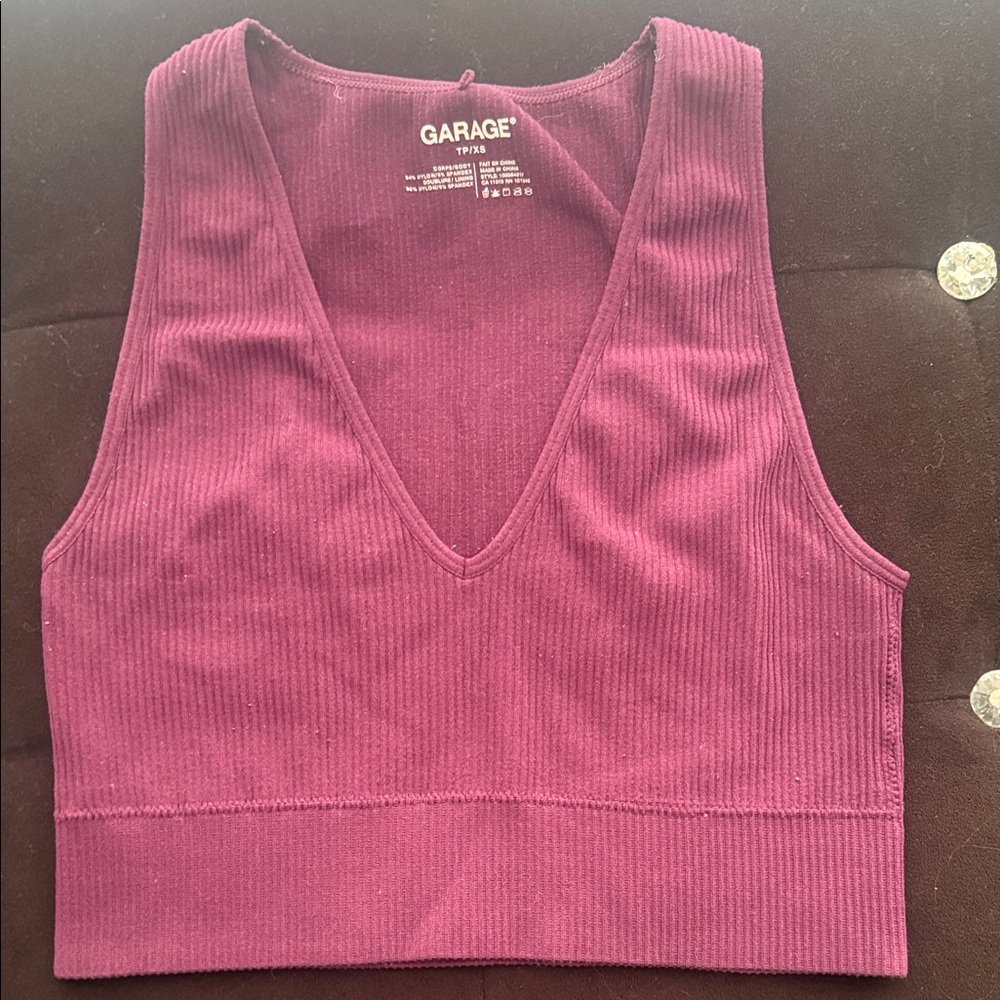 Garage Women's Deep Purple Ribbed Crop Top